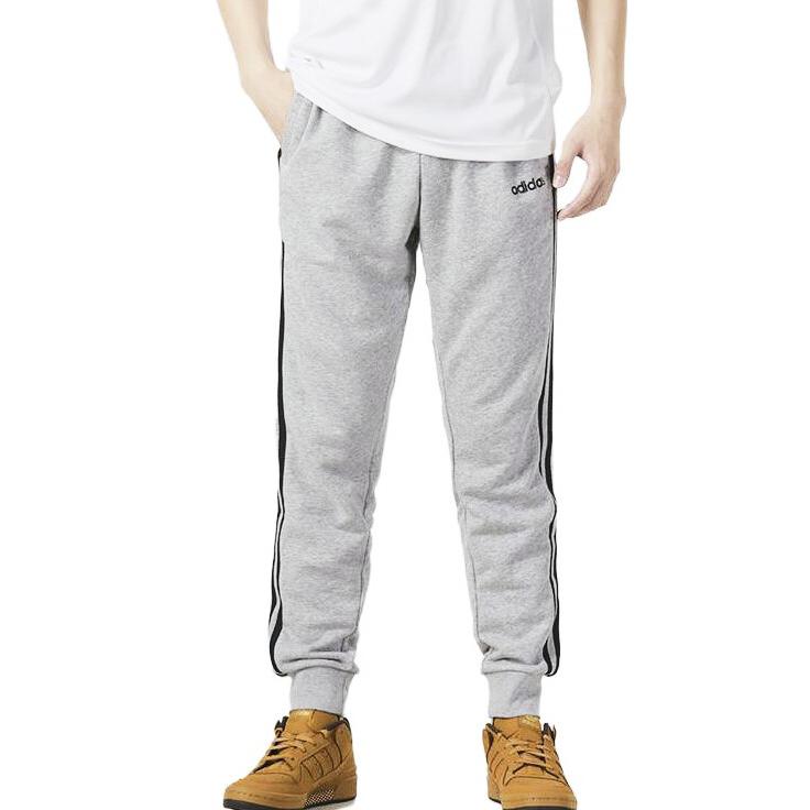 Adidas Striped Sports Fitness Training Breathable Casual Pants Men Bottoms Light-Grey DQ3077