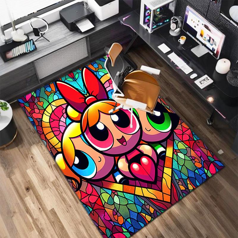 

1Pc The Powerpuff Girls Printed rectangle carpet, home door mat, outdoor travel protection carpet A8 40x60cm( 15x23in )
