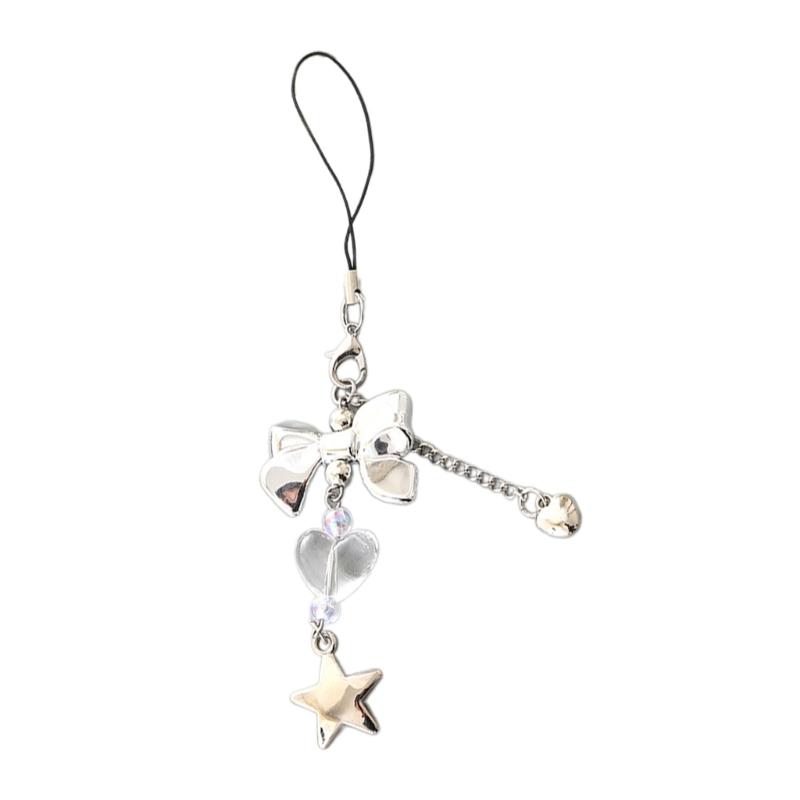 Cute Bowknot Phone Charm Strap Detachable Keychain Pendant Butterfly Star Phone Lanyard Backpack Decors for Women Girls
