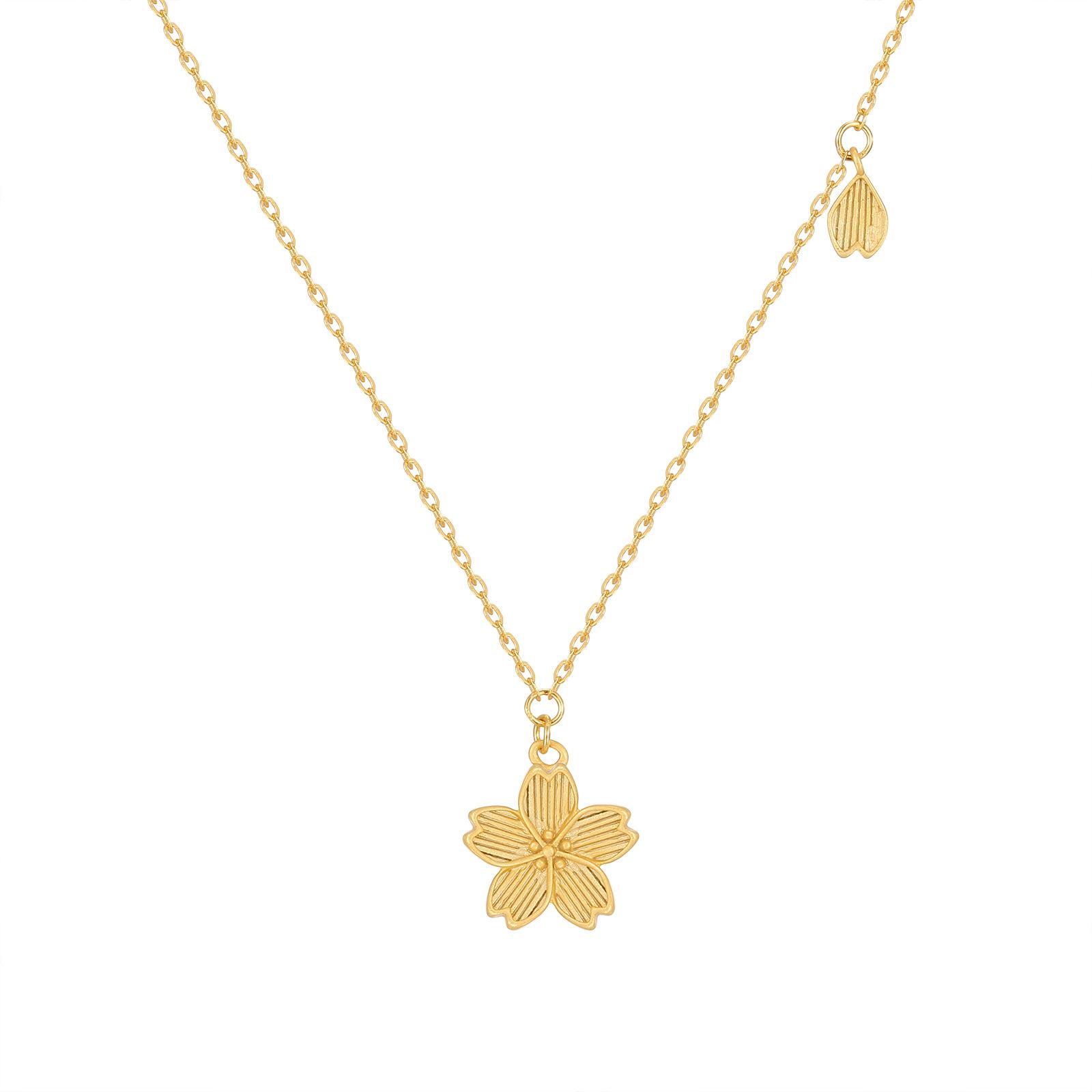 New Cherry Blossom Necklace with Forest Style Niche Flowers, Small, Fresh, Fashionable and Exquisite Collarbone Chain 40CM