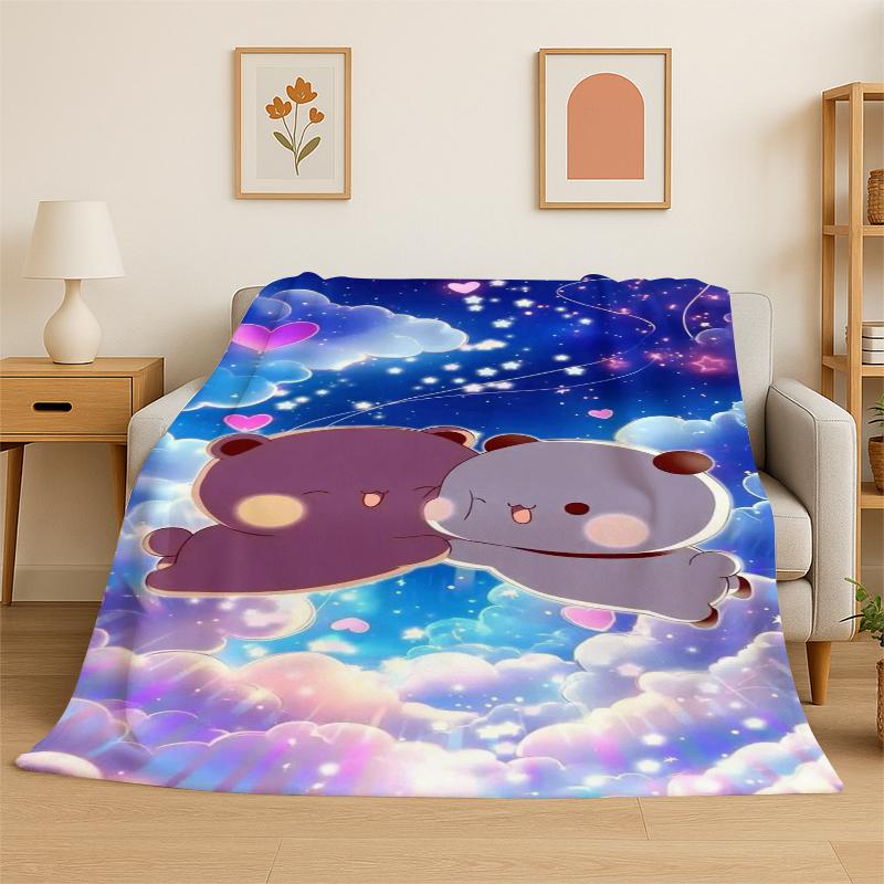 Cute Bubu Dudu Love Cartoon Bear Soft Flannel Throw Blanket,Cozy Blanket for Bed,Couch,Sofa,Bedroom,Living Room,Travel,Camping 75x90cm