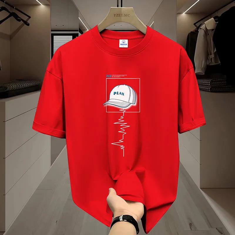 Herr Sommar T-shirt med tunn del, Casual, Kortärmad, Ungdom, Studenter, Plusstorlekar, Lösa Toppar