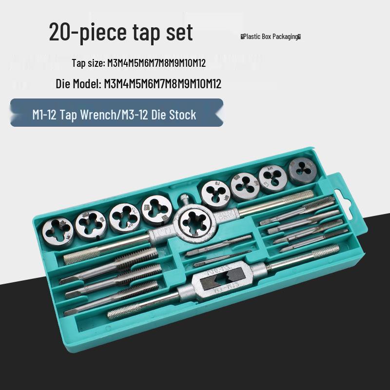 Manual Tap and Die Set: Tapping Drill Bits & Wrench Kit M3-M30