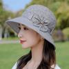 Thin Bucket Hat Button Elderly People's Large Brim Cap Bow Fisherman Hat  Sun Protection