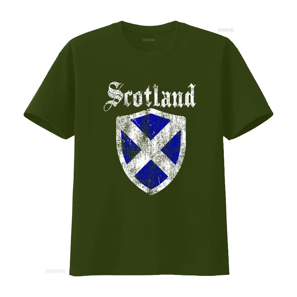 Vintage Scotland Scottish Flag Shield Design T Shirt Top for Rugby Enthusiasts vintage Washed homme Versatile designer clothes