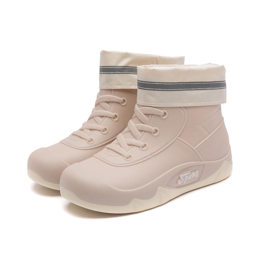 2025 New Women Waterproof Rain Boots for Women Fake Lace Up Ankle Rubber Rain Shoes Non-slip Four Seasons Woman Water Boots