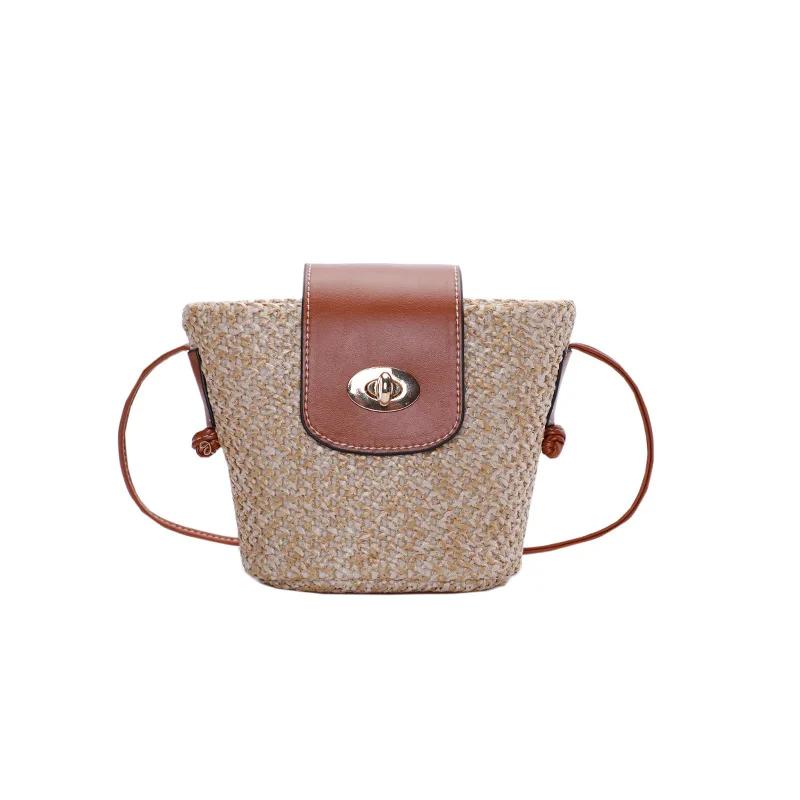Mini Woven Straw Bag for Women's Travel and Vacation Beach Shoulder Bag Small Crossbody Bag Woven Straw Cross Beach Bag