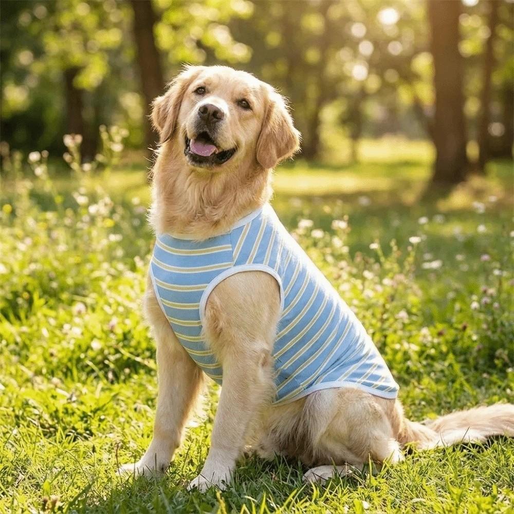 Soft Dog Cooling Vest Round Neck Dog Sunscreen Vest Fashion Pet Striped T-Shirt Home Clothes