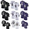 Maillot de Football NFL Baltimore Ravens 8 Lamar Jackson 9 Personnalisé Cousu Coton Vêtements pour Fans de Sport Hommes Femmes