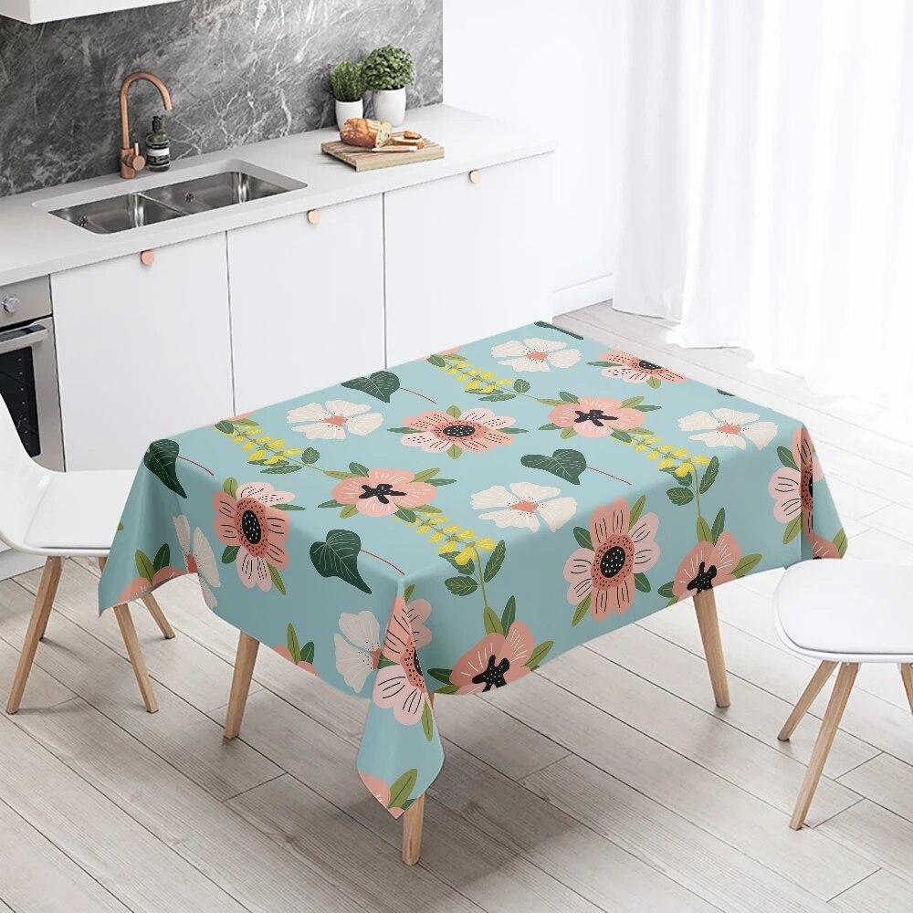 Plant Floral Rectangular Tablecloth Waterproof and Oil Resistant Wedding Party Decoration Restaurant Table Kitchen