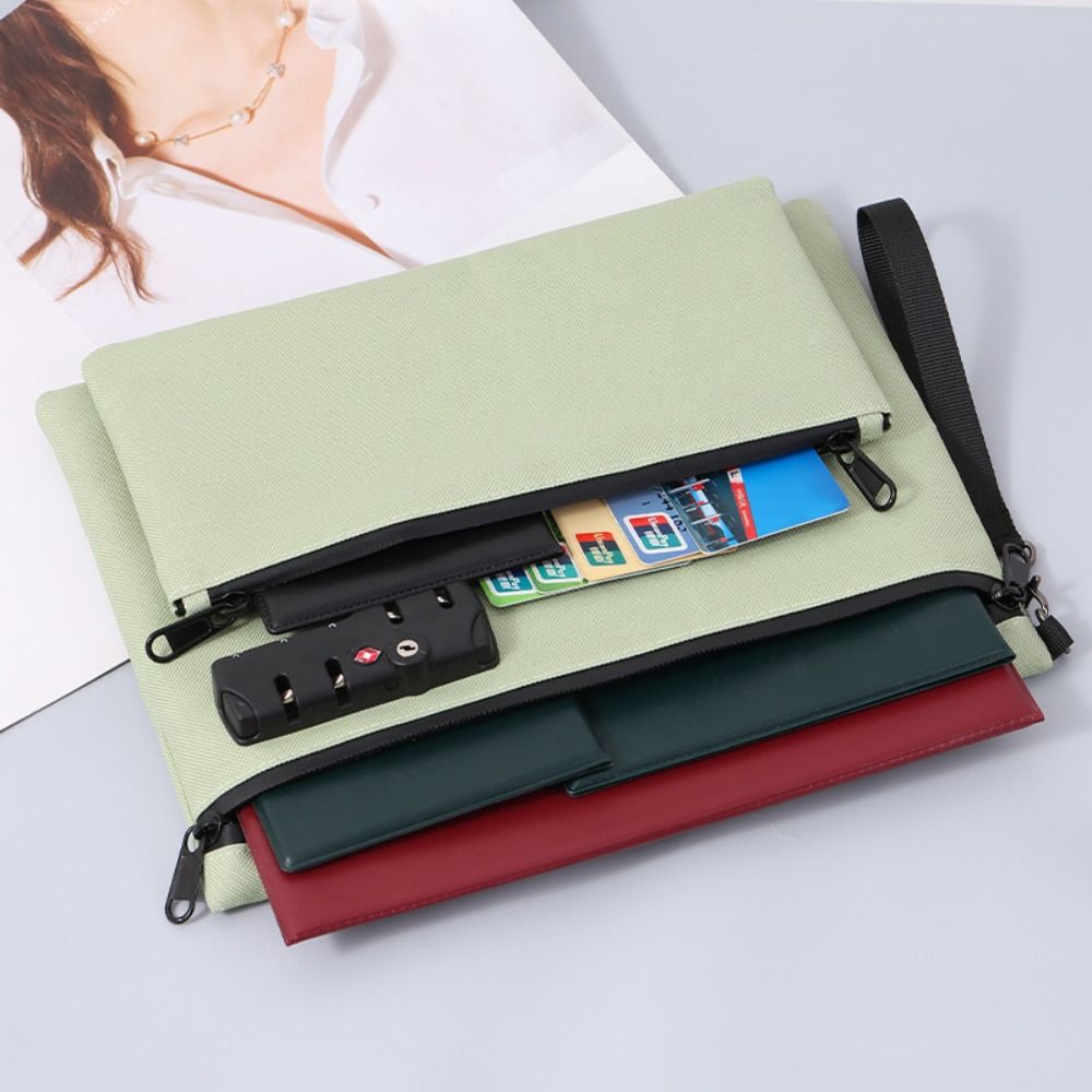 Password Lock Locking File Pouch Waterproof Safety Cash Case Document Storage Bag Personal Items