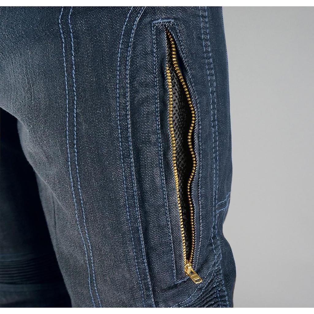 KOMINE Full Year KV Jeans Motorcycle Deep CE Level 2 Stretch Protector Pants, Indigo, XL, WJ-731S 1034, All-Season Waterproof, Fabric,