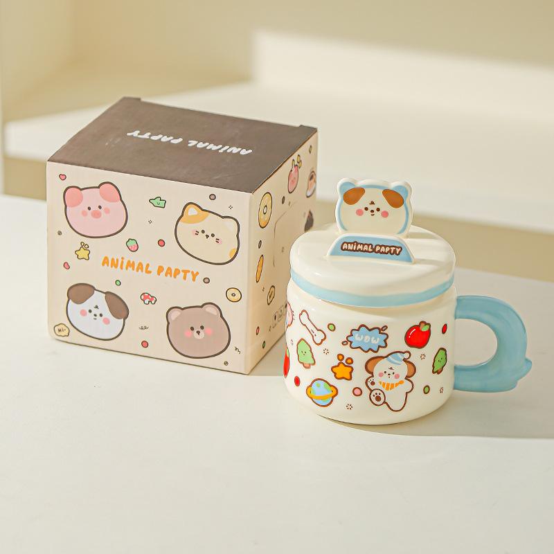 Cute Cartoon Cute Pet Doodle Animal Mug Office High value Water Cup Mobile Phone Stand Student Ceramic Cup