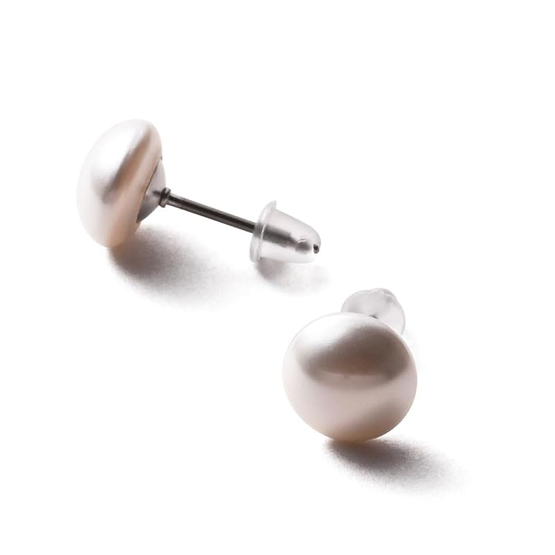 

[VOTRE COUTURE] Mabe style pearl earrings pearl earrings Luxury domestic product ladies Allergy friendly titanium white silver 8mm
