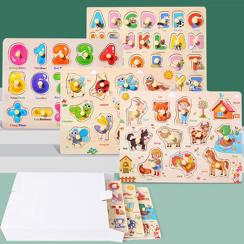 Baby 3D Wooden Puzzles Board Cartoon Animal Traffic Wood Puzzle Toys Cognitive Matching Grip Board Game Educational Toys Gifts