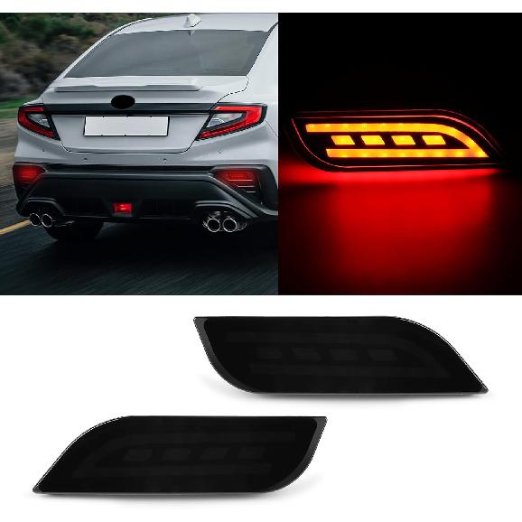 

KUNGKIC For 2023 2024 2025 Subaru WRX VB S4 STI Rear Bumper Brake Tail Light Fog Lamp 2PCS Cool Exterior Decoration Accessories Red Lens Black Lens