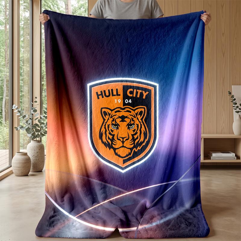 Coperta in Flanella con Stampa Hull City Football, Morbida Calda Leggera Coperta Plaid per Divano Letto Campeggio