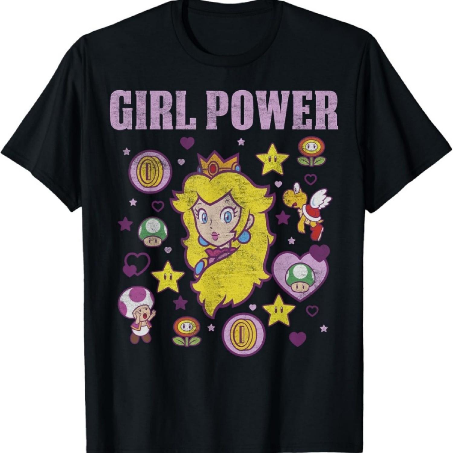 

Nintendo Super Mario Дівчина Піч Ікони Сили Графічна Футболка Футболка XXXXXL різнокольоровий