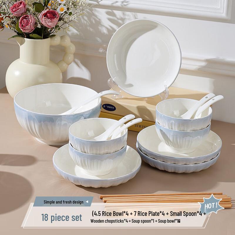 Rococo Gradient Blue Ceramic Dinnerware Set