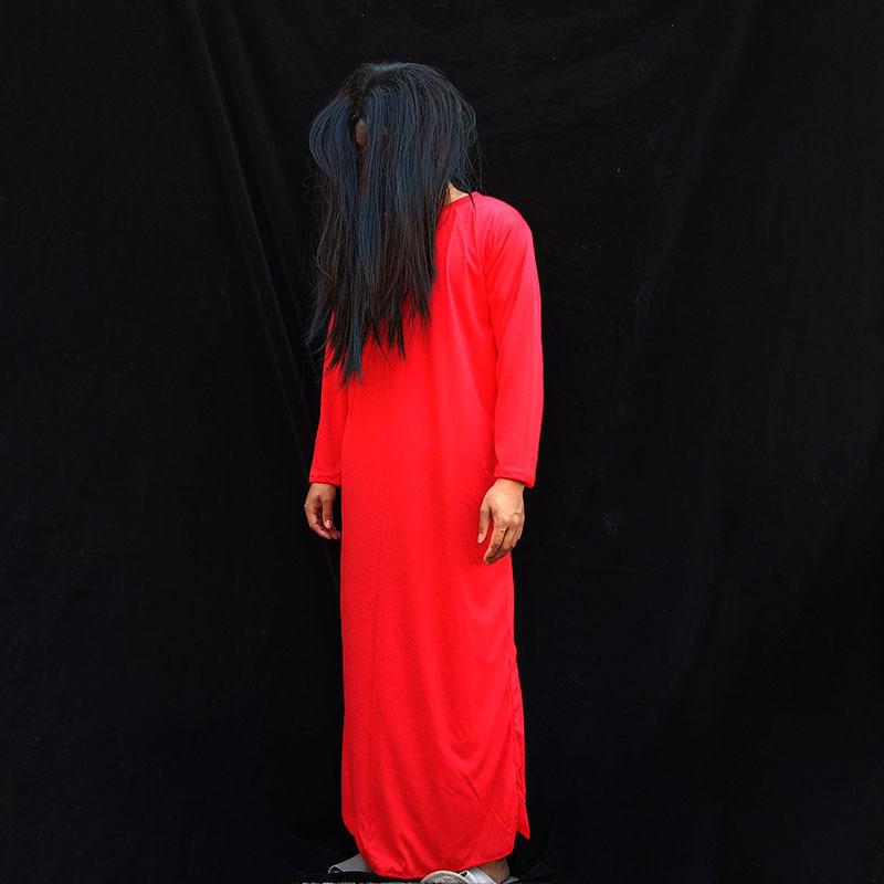 Halloween Horror Costume: Sadako Outfit, Wig, Female Ghost, Vampire, Zombie Costume, Bar Costume, Ghost Wig Set