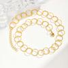 Dainty Stainless Steel Geometric Hollow Round Thin Chain Necklace, Gold Plated Fashion Luxury Jewelry for Women Gift
