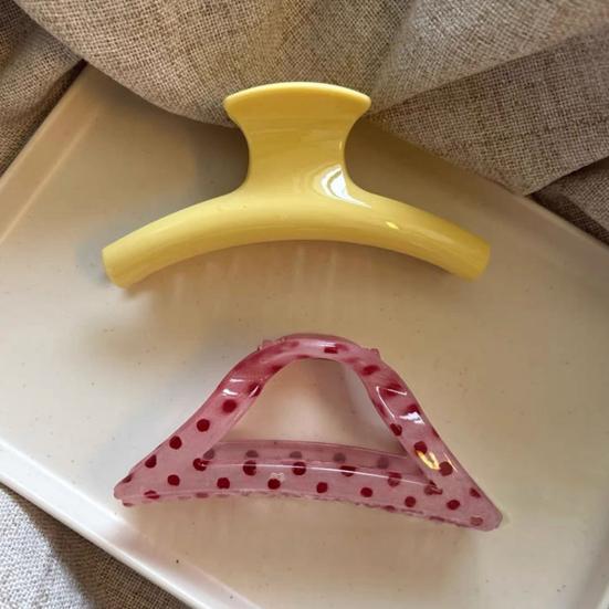 Hair Claw Anti-slip Teeth Large Shark Clip Dot Print Half-Tied Hair Strong Grip Back Head Hair Clip Hair Accessory