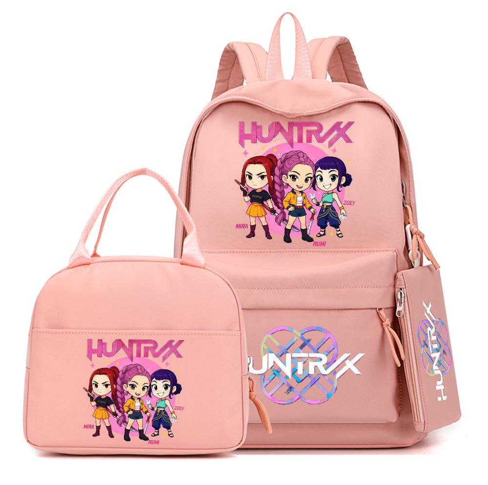 4Pcs/set Anime K-Pop Printed Backpack with Pencil Case Handbag for Teenager Student Boy Girl Bookbag Schoolbag Large Capacity Travel Bag Rucksak