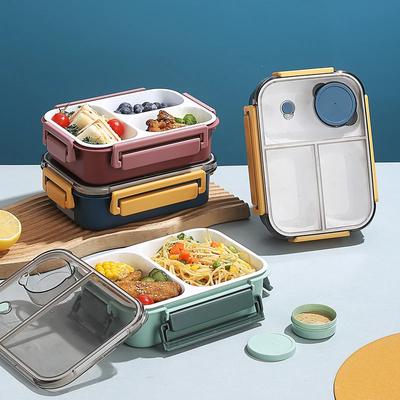 Portable Compartment Lunch Box for Kids with Tableware Microwave Bento Box Sauce Box Leakproof Food Storage Containers