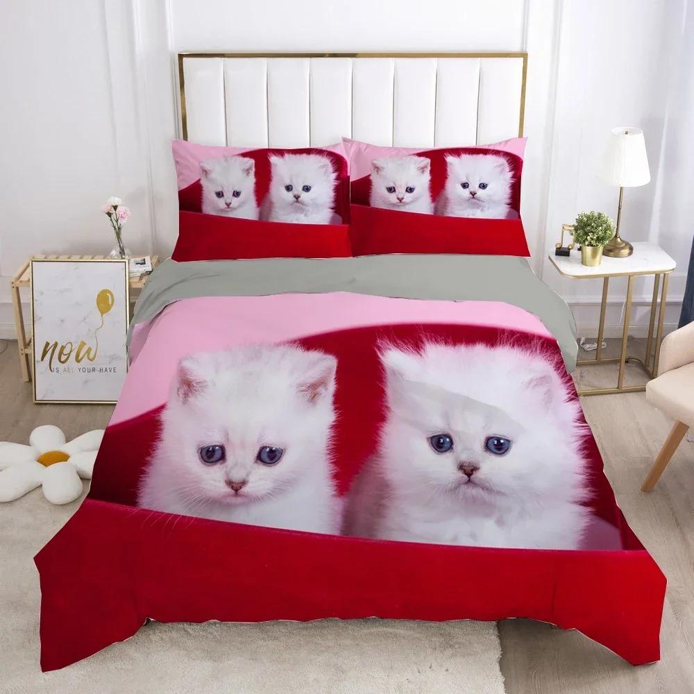 

Comforter Cat Lovely Animal Kitten Bedding Set 3D Printed Suitable For Bedroom Kids Home Textile Comforter (quilt)-EU Single(135*200cm)3pcs