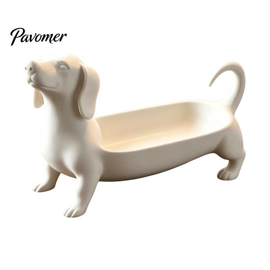 Einzigartige Heimdekoration Dackel Schmuckschale, Dekorative Aufbewahrung für Ringe Ohrringe Und Schlüssel, Kreative Hundestatue Dekor Niedliches Harz