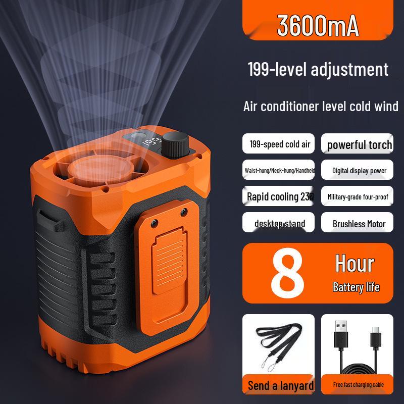 2026 High-Speed Waist Clip-On USB Fan for Outdoor Construction - Portable, Rechargeable & Compact Waist Hanging Fan
