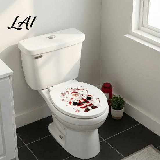 Indoor Outdoor Ornament Funny Santa Hug Paper Toilet Sticker Peel And Stick Christmas Merry Decor Bathroom Decal Humorous Holiday for Restroom,