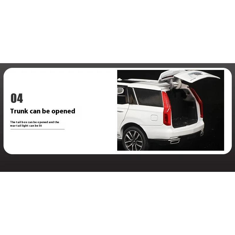 1/32 Scale Cadillac Escalade Off-road Vehicle Simulation Diecast Metal Alloy Model Car Sound Light Pull Back Collection Toy Gifts