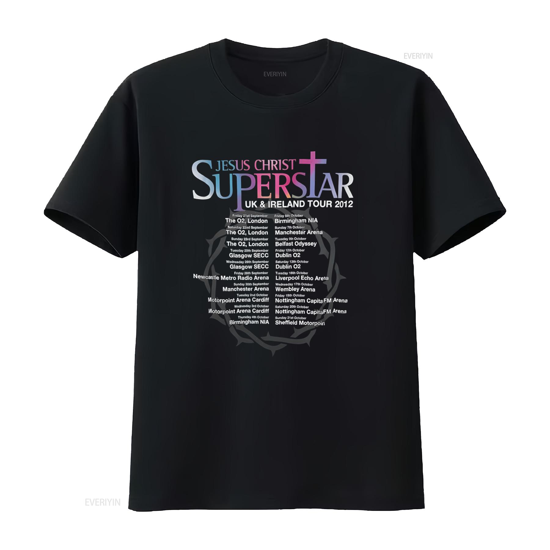 

JESUS CHRIST SUPERSTAR UK IRELAND TOUR 2012 LOGO PRINTED OFFICIAL ROCK OPERA BLACK T SHIRT vintage Washed Unisex Casual L