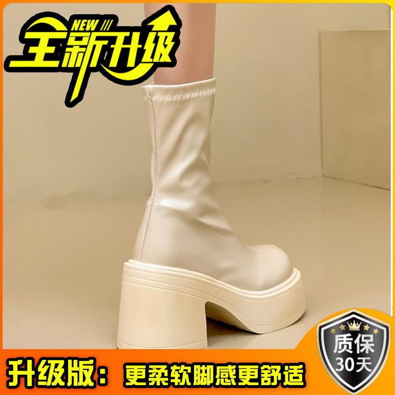 Retro summer western cowboy boots women's short boots 2025 new knight boots high heel small glossy high boots