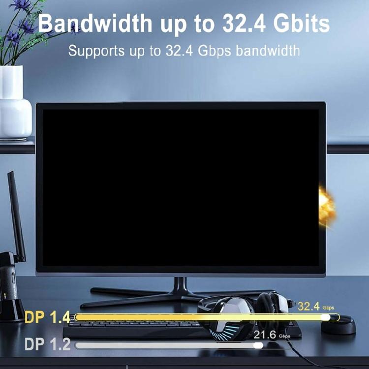 Molded Strain Relief DisplayPort Cable with Male-to-Male Ends, DisplayPort 1.4 Support, and Direct Video Transmission
