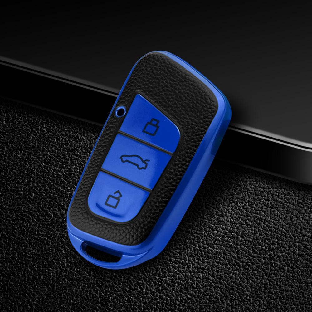 

TPU Car Key Cover Remote Fobs Cases for Chery EQ1 Little Ant New Energy QQ Ice Cream Keyshell Keychain Holder Auto Accessories синій