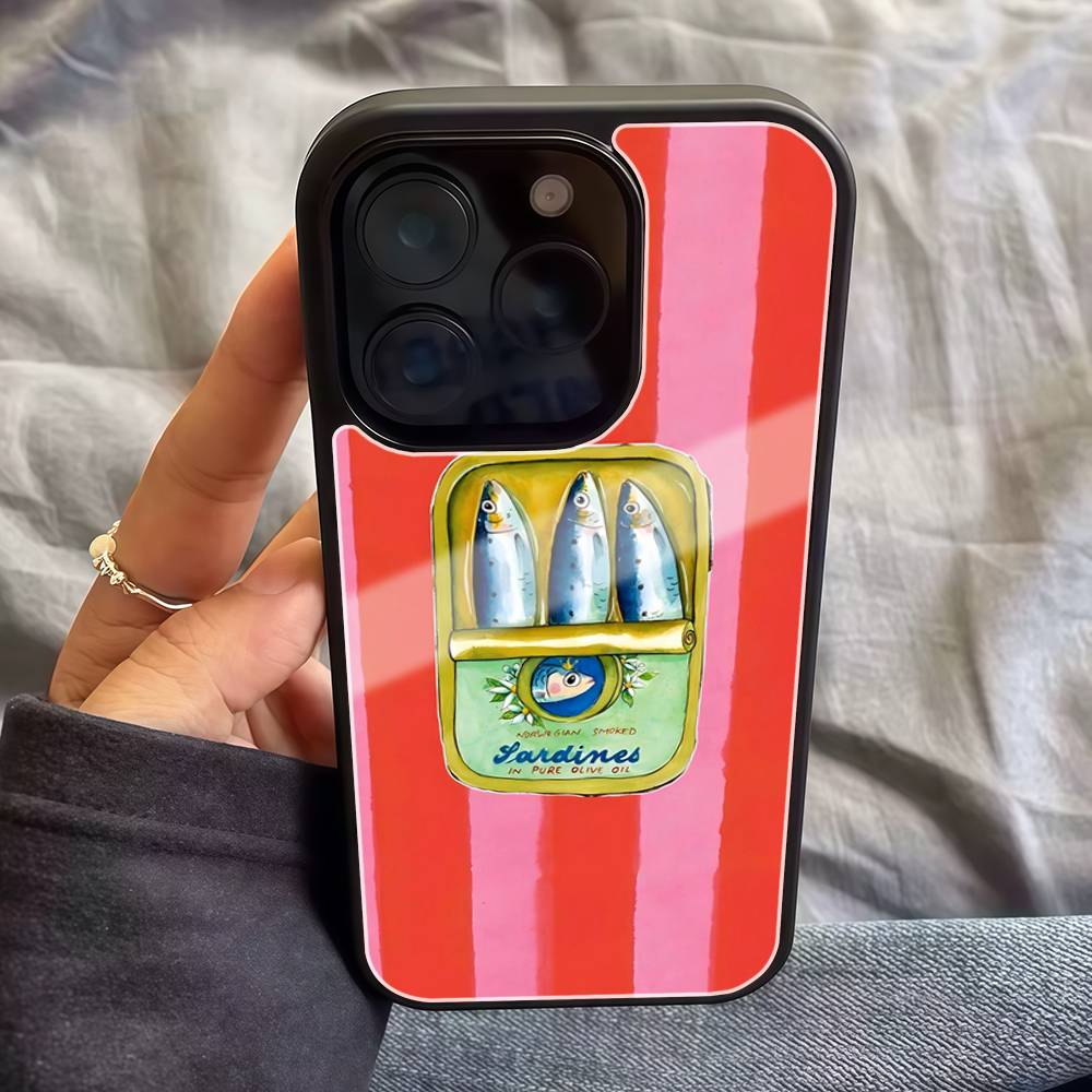 

Sardinas Phone Case For Iphone Black Hard Plastic 17 Air 16 15 14 13 12 11Pro Max PC TPU Cover iPhone 11pro max