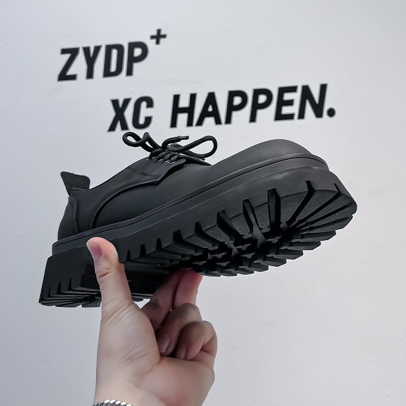 Thick soled big head leather shoes male hairstylist trendy shoes retro niche advanced sense function wide head derby shoes 1806-A