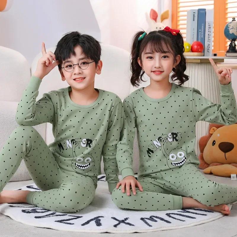 Teens Pajamas Long Sleeve 100% Cotton Pyjamas Big Kids Clothes Sets Children Boys Sleepwear Pajamas for Girls 6 8 10 12 14 Years