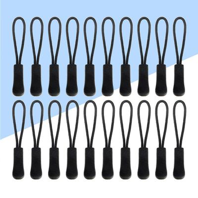 40Pcs Pull Head Zippers Strong Replacement Pullers for Backpacks Luggage Clothing Suitcase Black Zipper Extension Pull Rope