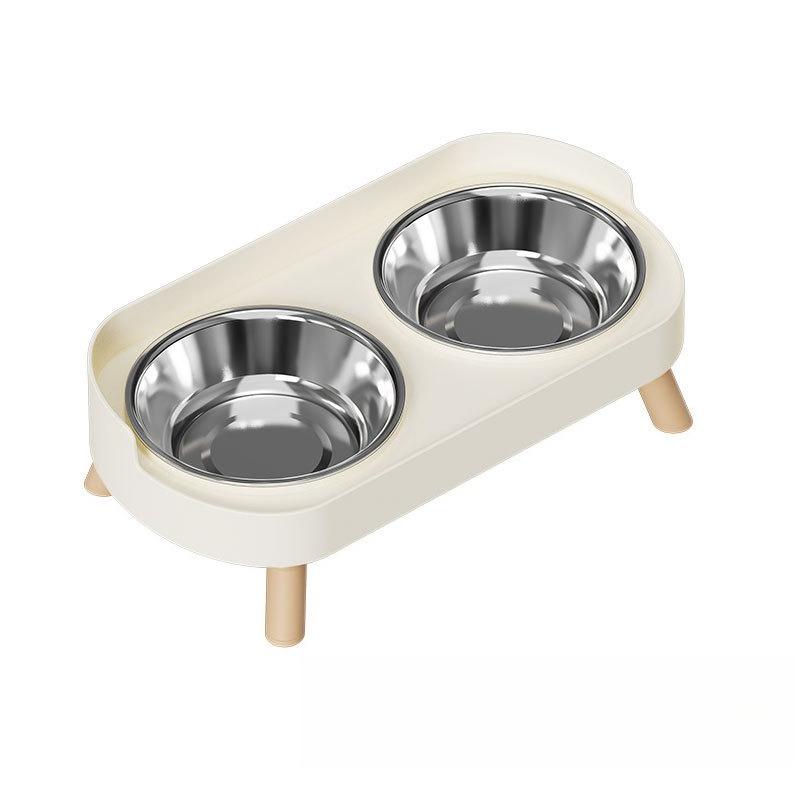 A Colorful Dopamine Pet Double Bowl Fashion Feeding Large Capacity Stainless Steel Dog Bowl Drinking Water Neck Cat Double Bowl