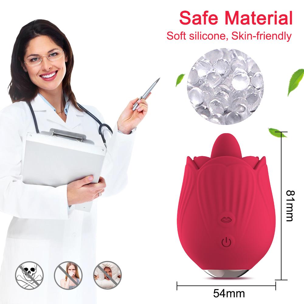 POMFW Leistungsstarkes Rosenvibrator-Spielzeug, weiblicher Klitorisstimulator, Zungen-Oralleck-Masturbator, gutes Nippel-Sexspielzeug für Frauen