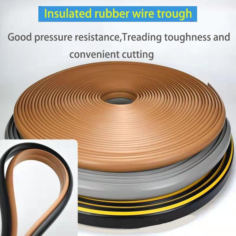 PVC Flexible Rubber Cable Protection Trough, Pressure-resistant Cable Tray, Rubber Strip Trunking for Electrical Wire Storage