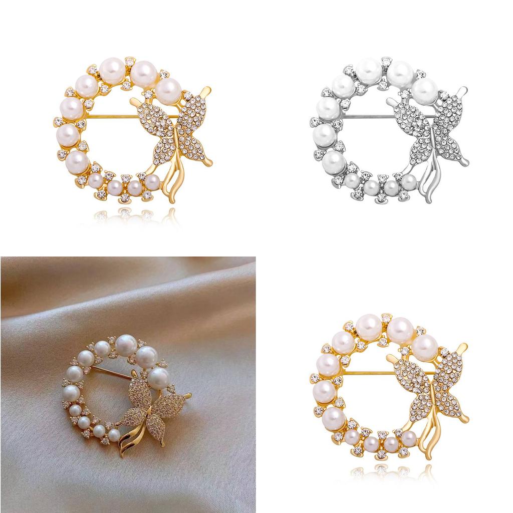 Exquisite Strass- und Perlen-Schmetterlings-Brustblumen-Brosche für Damen Koreanisches Mode-Statement-Stück
