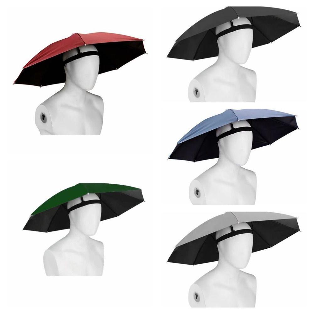 Windproof Portable Umbrella Hat Sunscreen Fishing Head Umbrella Rain Gear Head Umbrella Hat Hiking