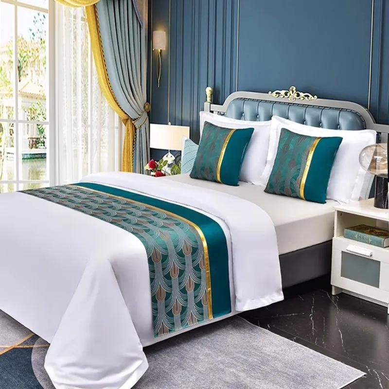 Chinese Style Fashion High Quality Bed Flag Hotel Cupboard Table Runner Decor for Home Parlor Wedding Room No Pillowcase