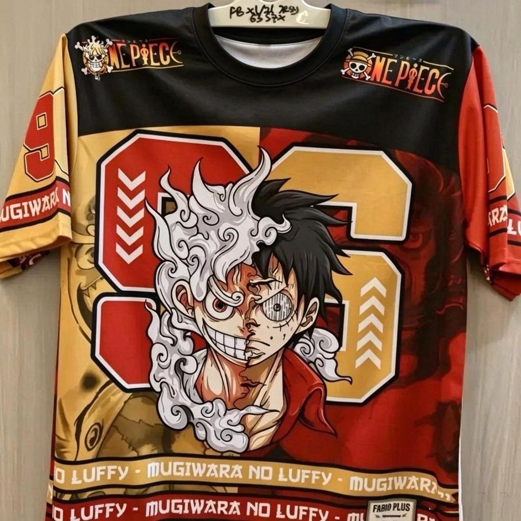 2526 New Bandai Anime One Piece Luffy Summer Jersey T-shirt Oversized 3D Adult and Children's Multifunctional Christmas Jersey