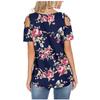 Women's Summer Printing Short Sleeve Strappy Cold Shoulder T-Shirt Tops Blouses