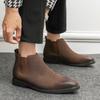Chelsea Boots Men's Short Boots Autumn and Winter New High-top Men's Boots Thick-soled Tooling Men's Trendy Mid-top Leather Shoes